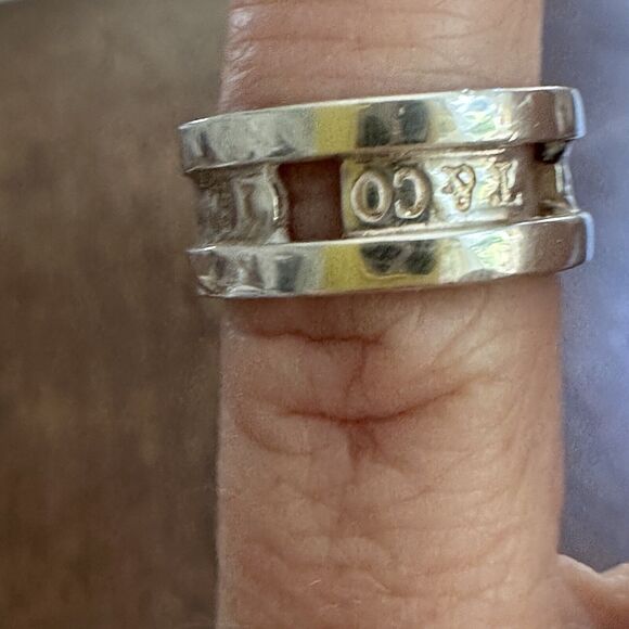 Tiffany & Co. Sterling Silver 1837 Collection Cut Out Stencil Ring Size 4.75 - Picture 4 of 9